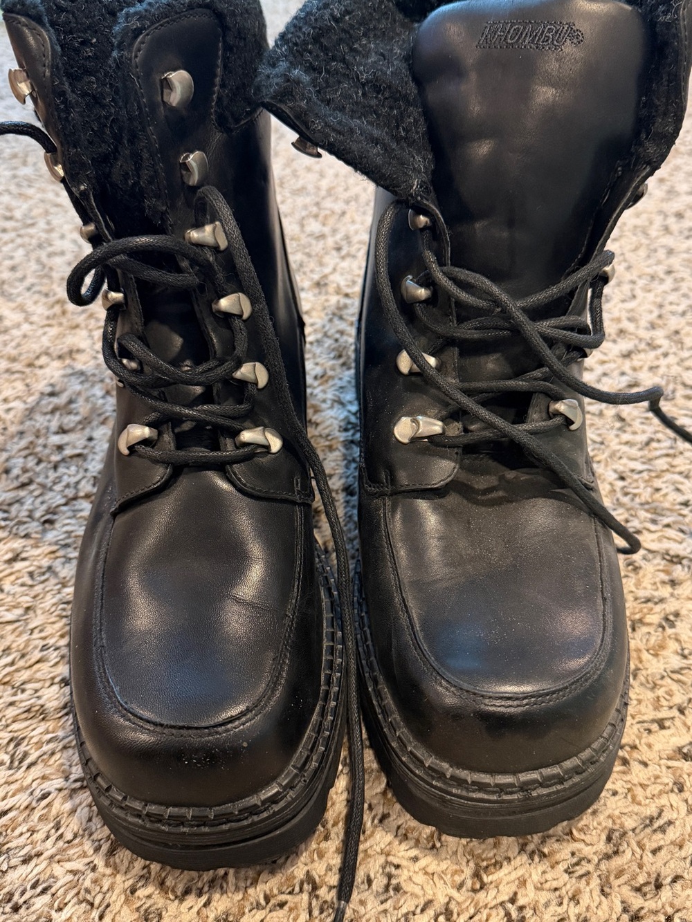 Khombu Black Lace-Up Women's Combat Boots